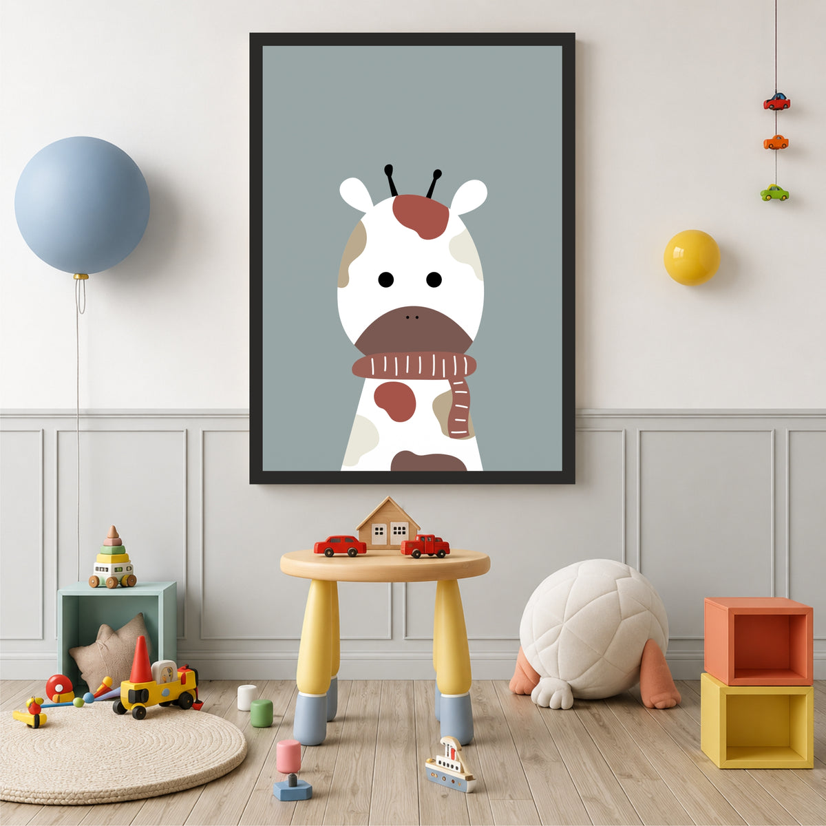 Cute Giraffe Wall Art | Minimalist Baby Giraffe Poster | Kids Room & Nursery Decor