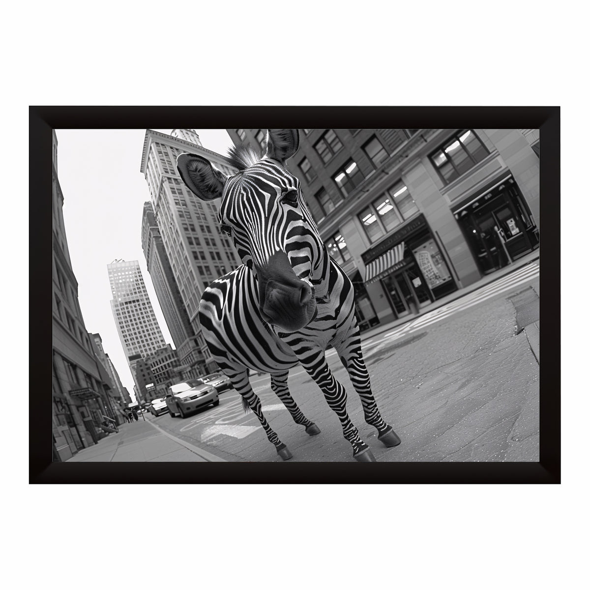Urban Zebra Black & White Wall Art | Wildlife Photography