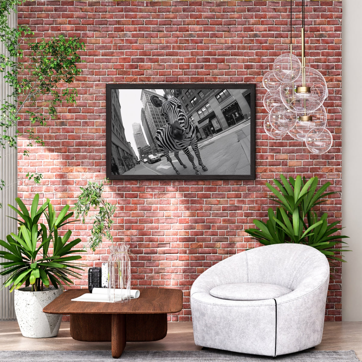 Urban Zebra Black & White Wall Art | Wildlife Photography
