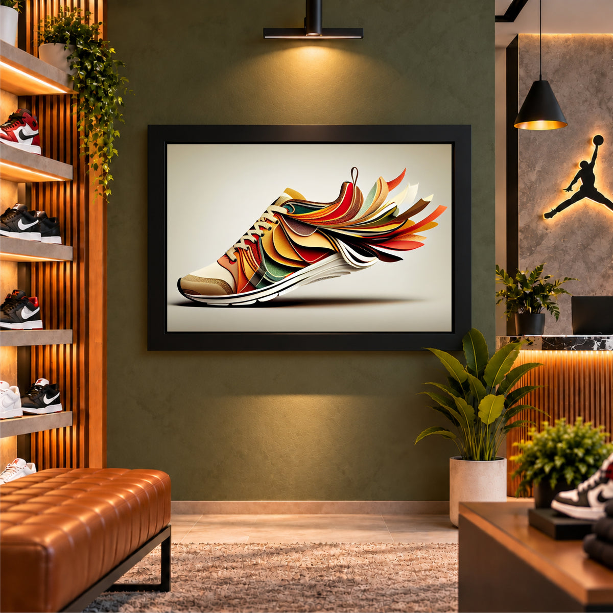 Colorful Running Shoe Wall Art | Modern Sneaker Artwork | Sports Decor
