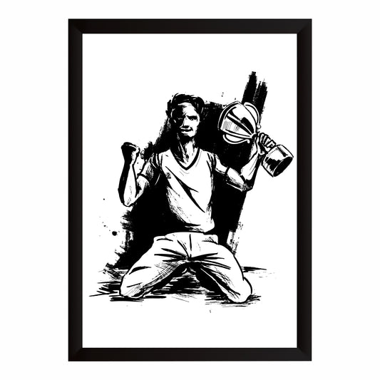 Cricket Wall Art | Framed Cricket Player & Trophy Artwork | Sports & Motivation Décor