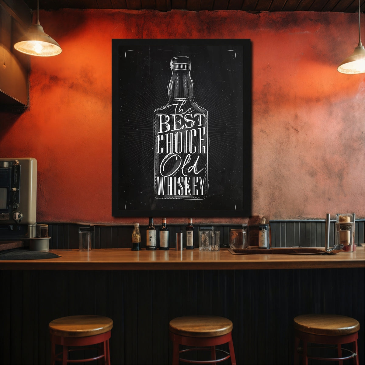 Whiskey Wall Art | Framed The Best Choice Is Whiskey Artwork | Modern Bar & Pub Décor | Whiskey Lover Gift