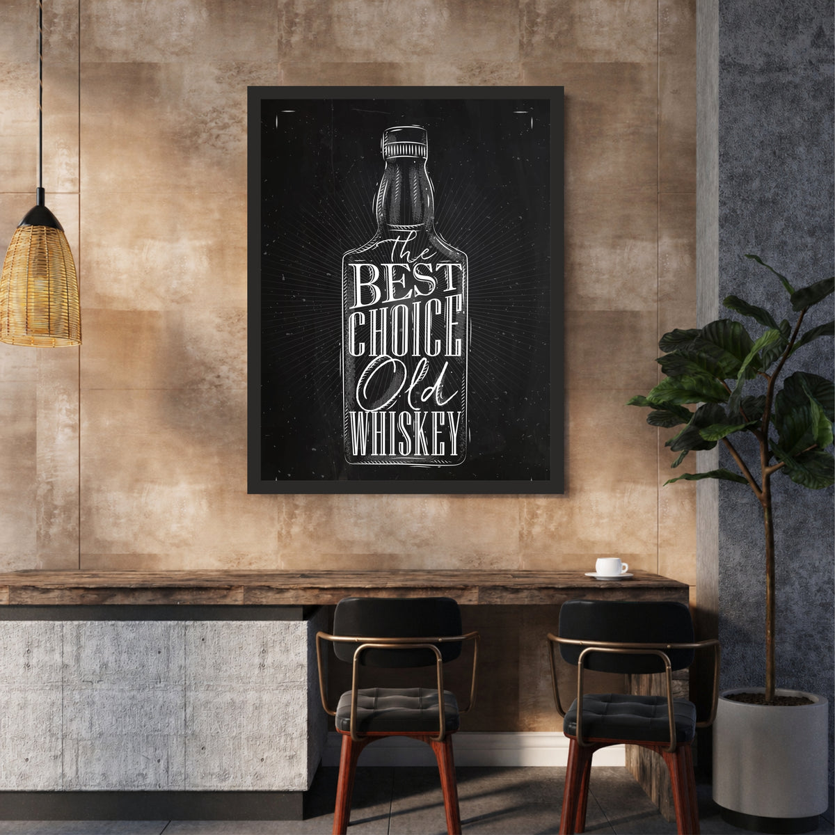 Whiskey Wall Art | Framed The Best Choice Is Whiskey Artwork | Modern Bar & Pub Décor | Whiskey Lover Gift
