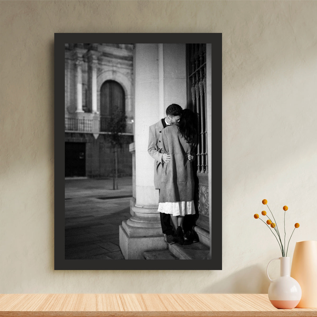 Romantic Couple Black & White Wall Art | Vintage Love Photography Print