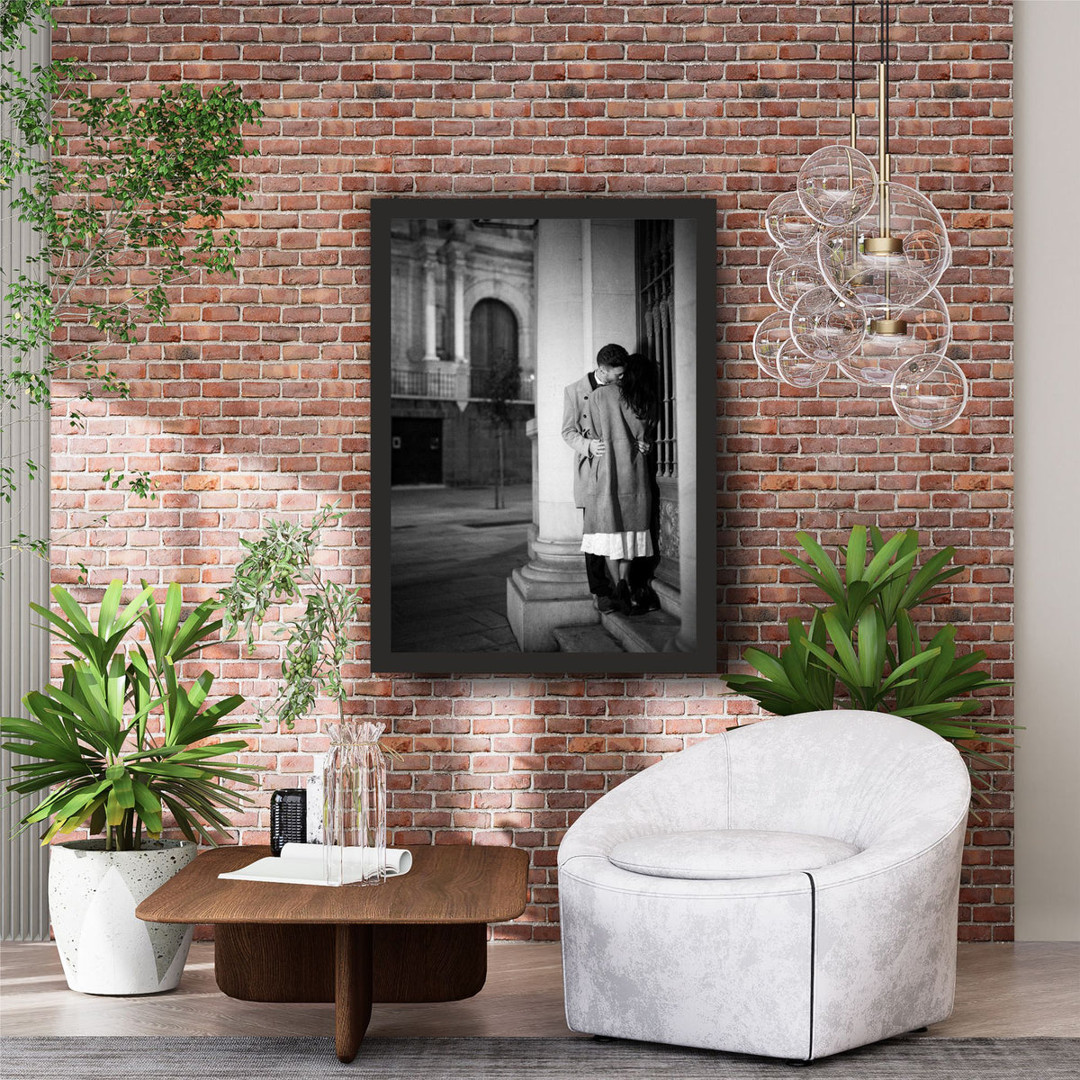 Romantic Couple Black & White Wall Art | Vintage Love Photography Print