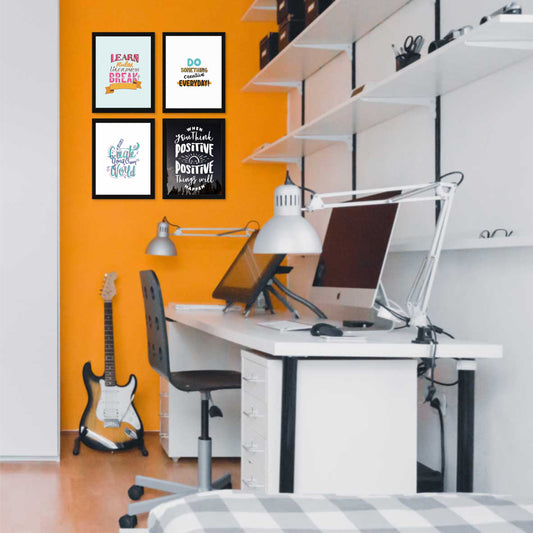 Set of 4 Motivational – Framed Wall Art for Study, Office & Gym Decor (Copy)