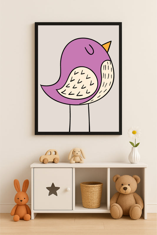 Pretty Purple Bird Wall Frame – Sweet & Soothing Décor for Kids’ Room 🐦💜✨