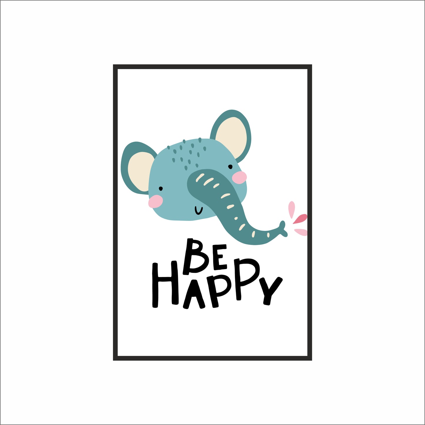 Be Happy Elephant Wall Frame – Cute & Cheerful Kids’ Room Décor 🐘✨