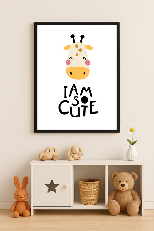 I Am So Cute Giraffe Wall Frame – Adorable Nursery & Kids’ Room Décor 🦒💛