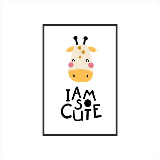 I Am So Cute Giraffe Wall Frame – Adorable Nursery & Kids’ Room Décor 🦒💛