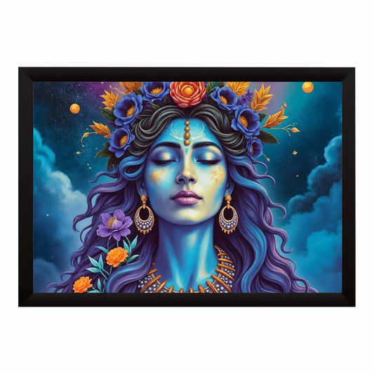 Serene Goddess Wall Art | Floral Spiritual Portrait