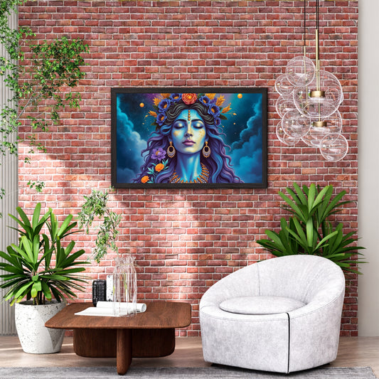 Serene Goddess Wall Art | Floral Spiritual Portrait