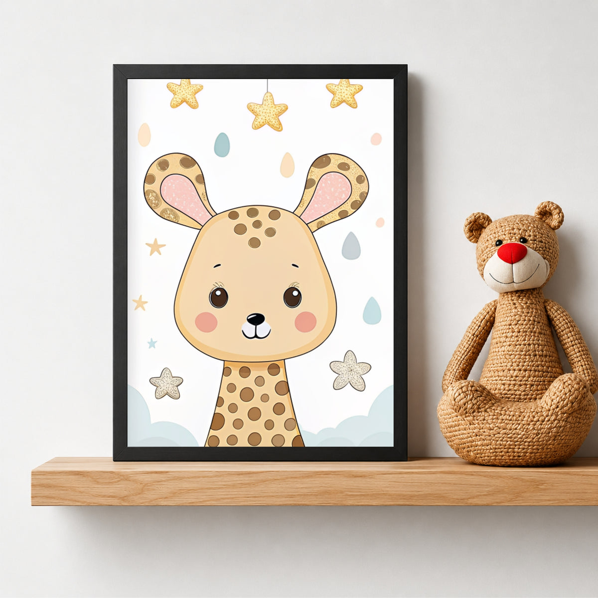 Cute Giraffe Wall Art | Baby Giraffe Nursery Poster | Safari Animal Kids Room Decor