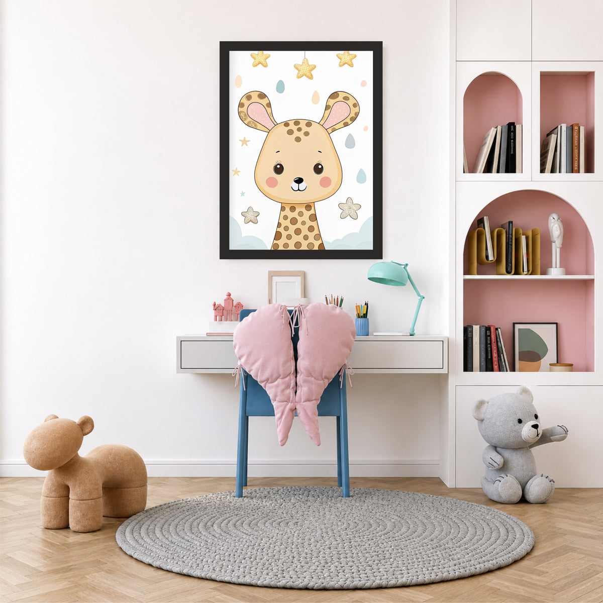 Cute Giraffe Wall Art | Baby Giraffe Nursery Poster | Safari Animal Kids Room Decor