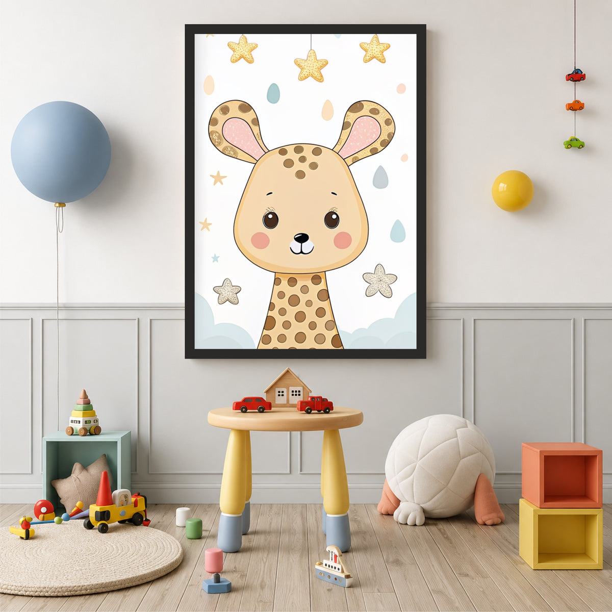 Cute Giraffe Wall Art | Baby Giraffe Nursery Poster | Safari Animal Kids Room Decor