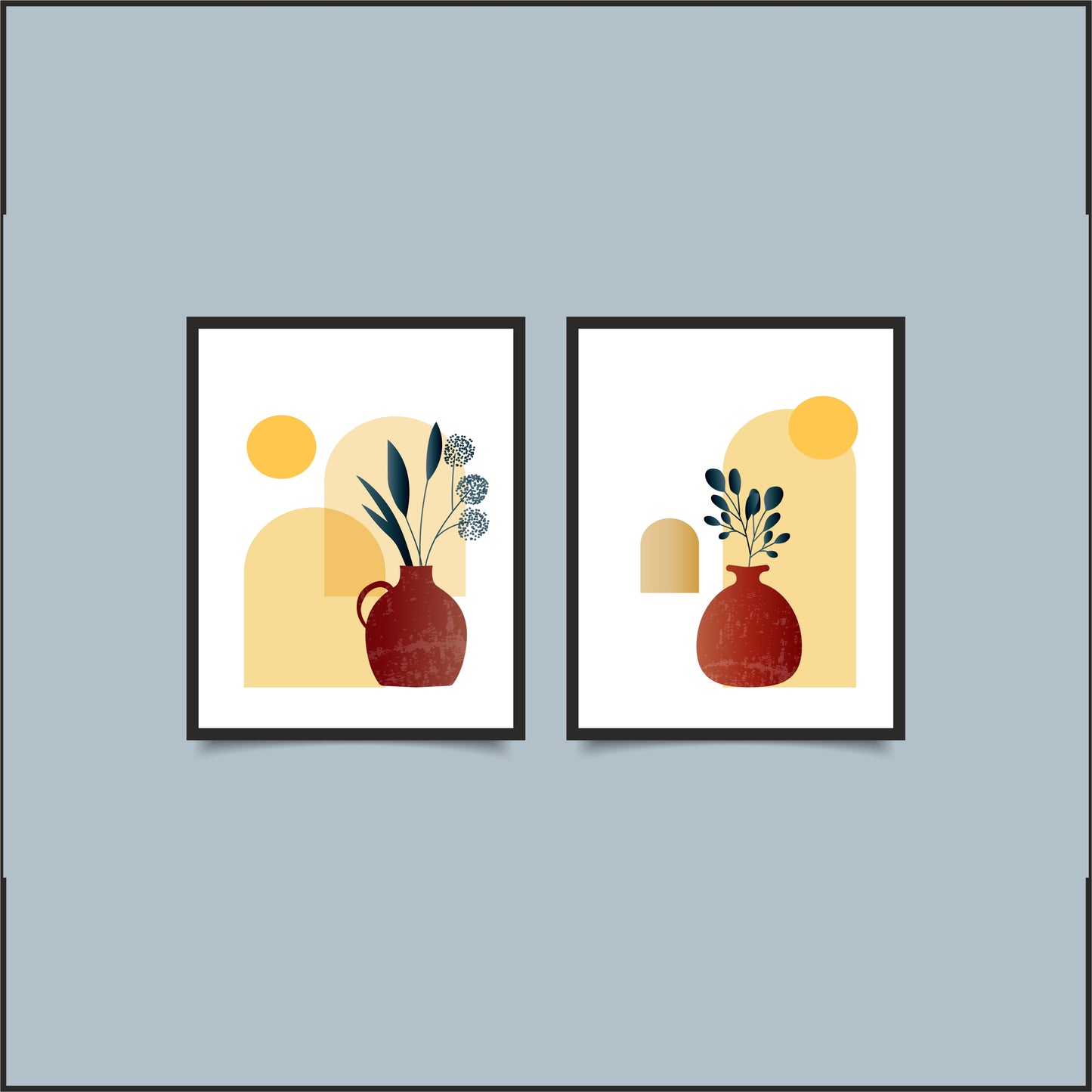 Abstract Terracotta Vase Wall Frame Set – Modern Boho Home Décor 🏺✨