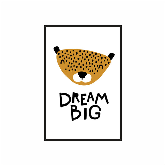 Dream Big Cheetah Wall Frame – Inspiring Animal Art for Kids’ Room Decor 🐆✨
