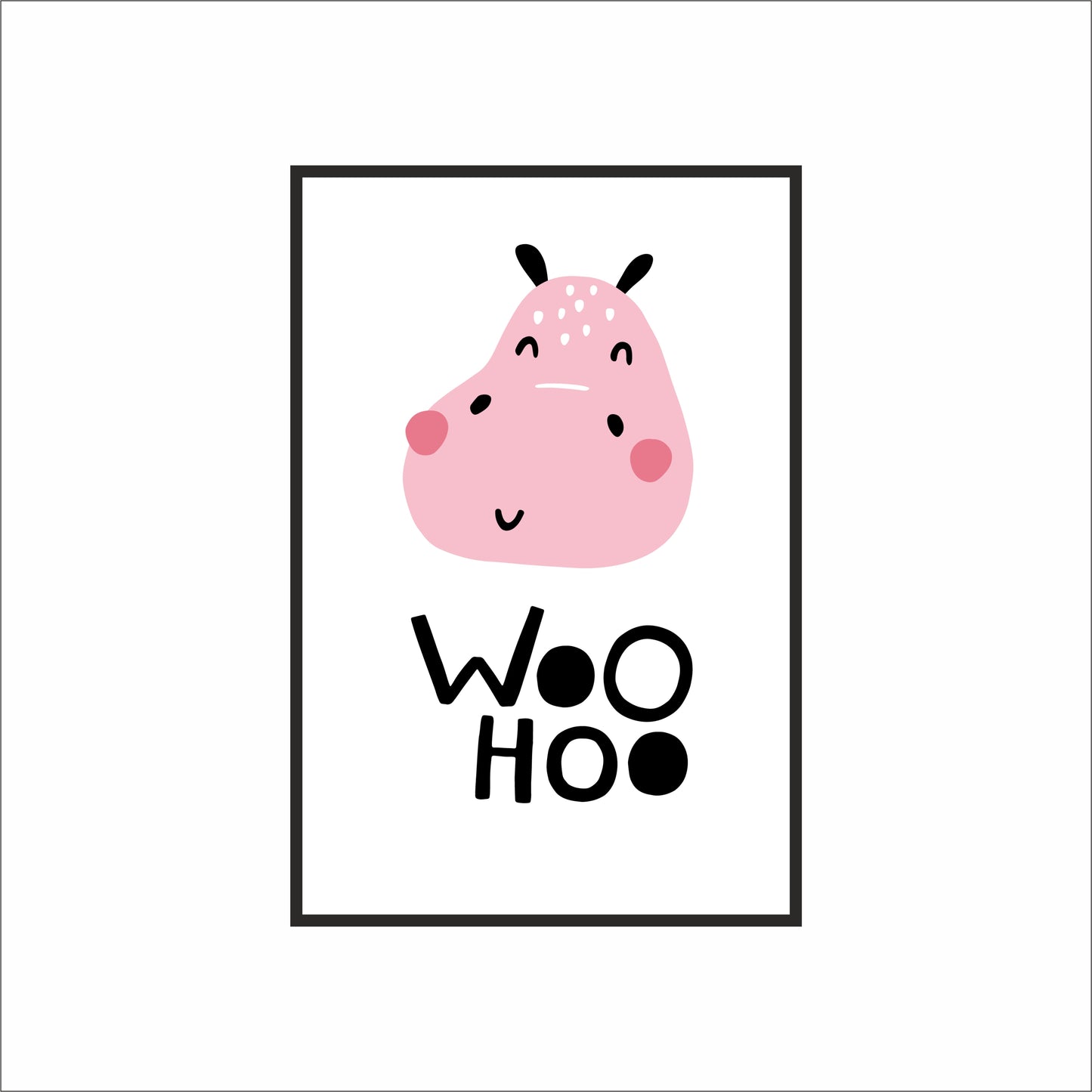 Woo Hoo Wall Frame – Fun & Cheerful Decor for Kids’ Room 🎉🦛