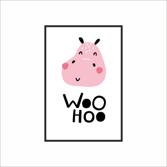 Woo Hoo Wall Frame – Fun & Cheerful Decor for Kids’ Room 🎉🦛