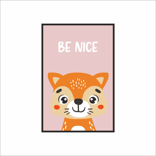 Be Nice Fox Wall Frame – Cute Animal Art for Kids’ Room Décor 🦊💖