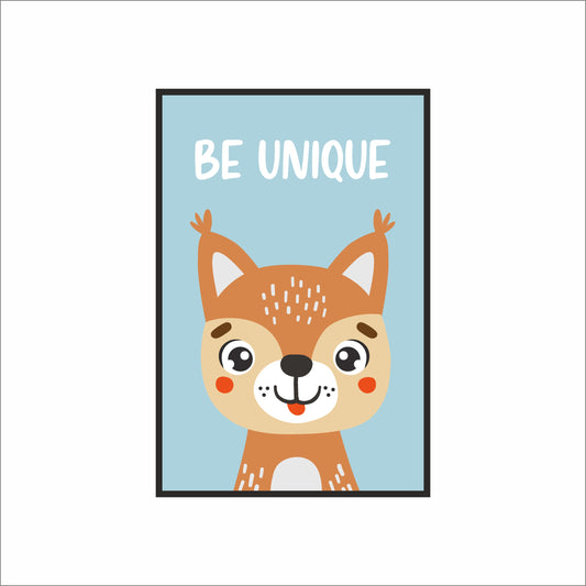 Be Unique Deer Wall Frame – Cute Animal Art for Kids’ Room Décor 🦌💙