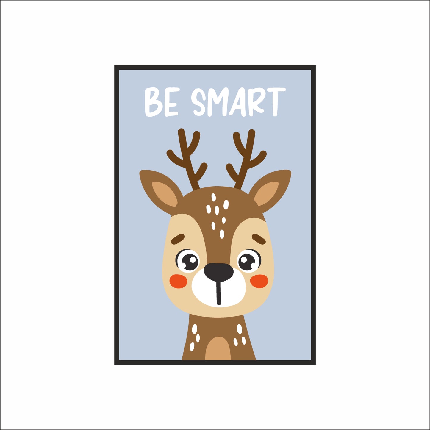 Be Smart Deer Wall Frame – Cute Animal Art for Kids’ Room Décor 🦌📚