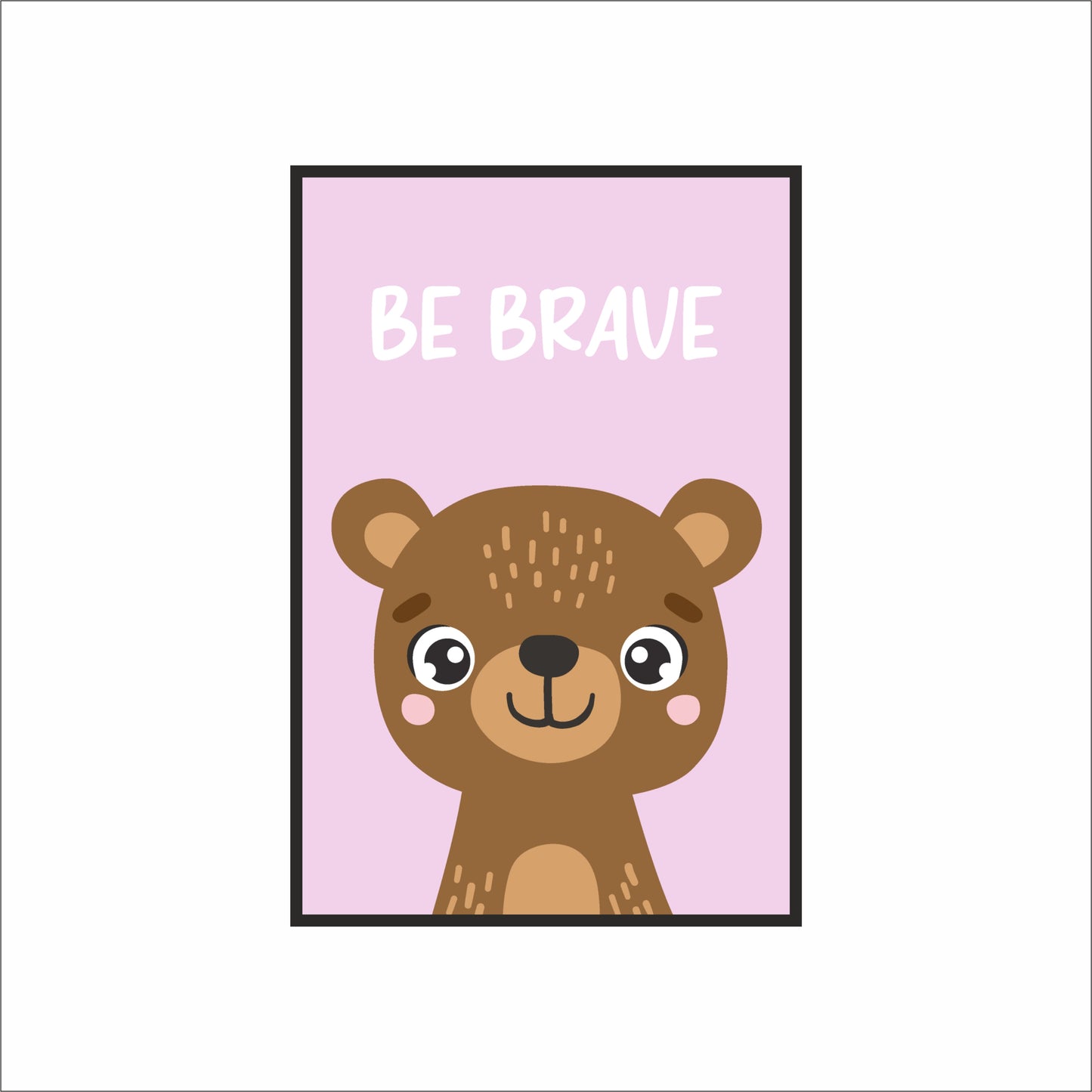 Brave Bear Wall Frame – Inspiring Animal Art for Kids’ Room Décor 🐻💖