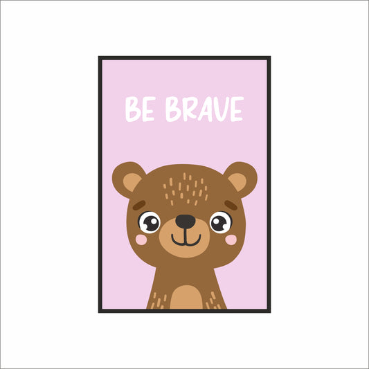 Brave Bear Wall Frame – Inspiring Animal Art for Kids’ Room Décor 🐻💖