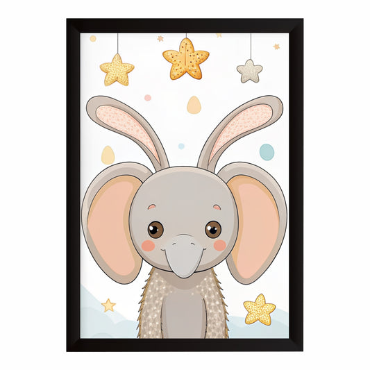 Cute Elephant Wall Art | Baby Elephant Nursery Poster | Safari Animal Kids Room Decor