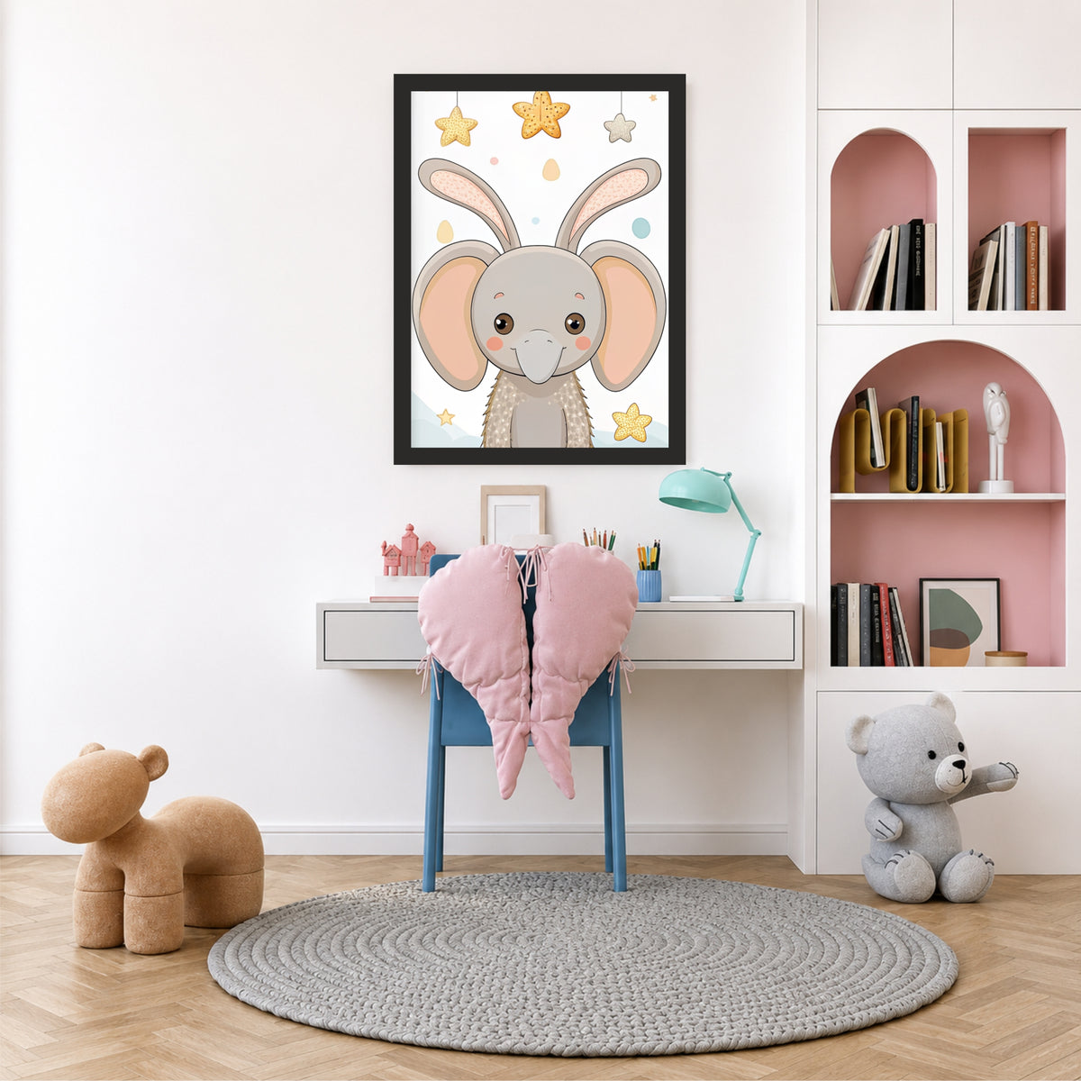 Cute Elephant Wall Art | Baby Elephant Nursery Poster | Safari Animal Kids Room Decor