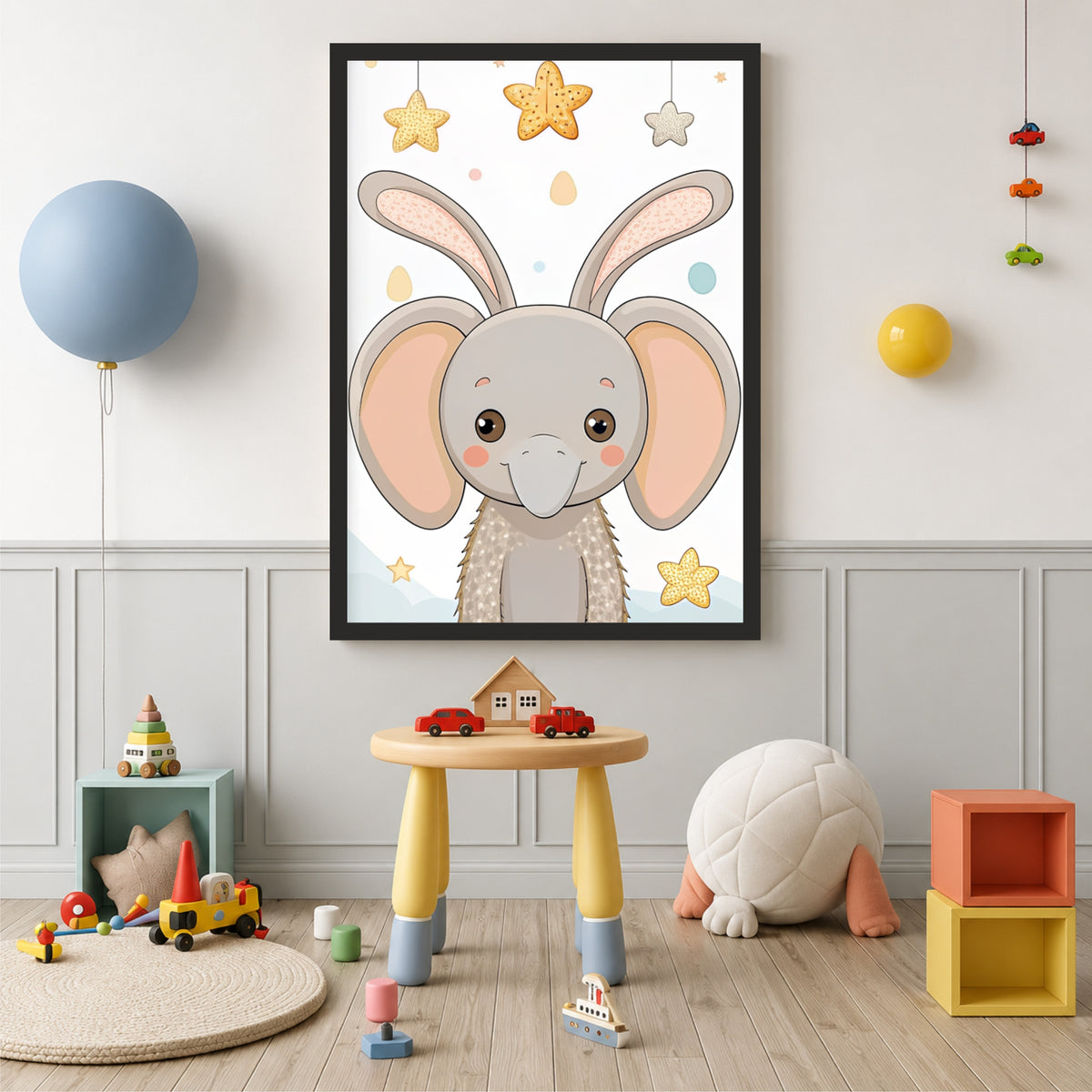 Cute Elephant Wall Art | Baby Elephant Nursery Poster | Safari Animal Kids Room Decor