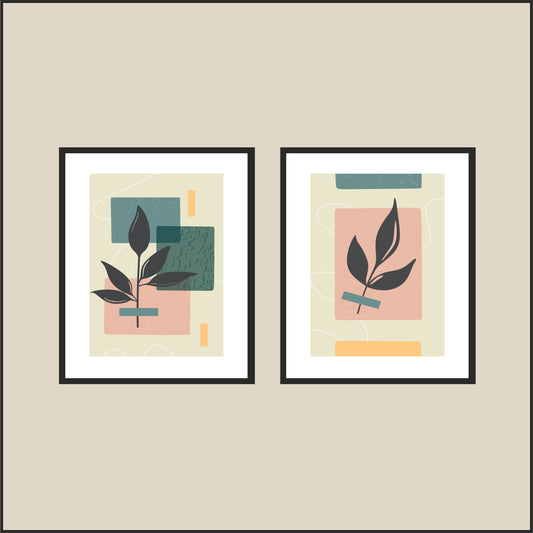 Minimal Botanical Duo Wall Frame Set – Modern Art with a Touch of Nature 🌿