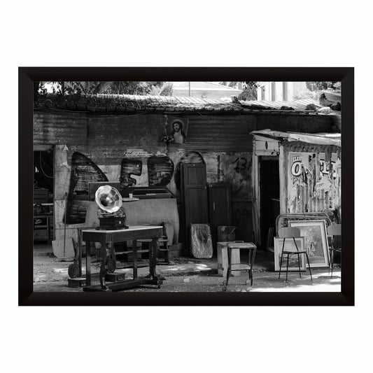 Vintage Gramophone Black & White Wall Art | Retro Photography