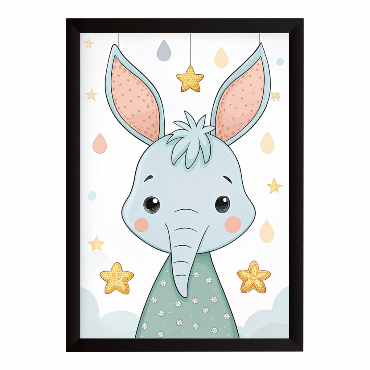 Cute Elephant Wall Art | Baby Elephant Nursery Poster | Safari Animal Kids Room Decor