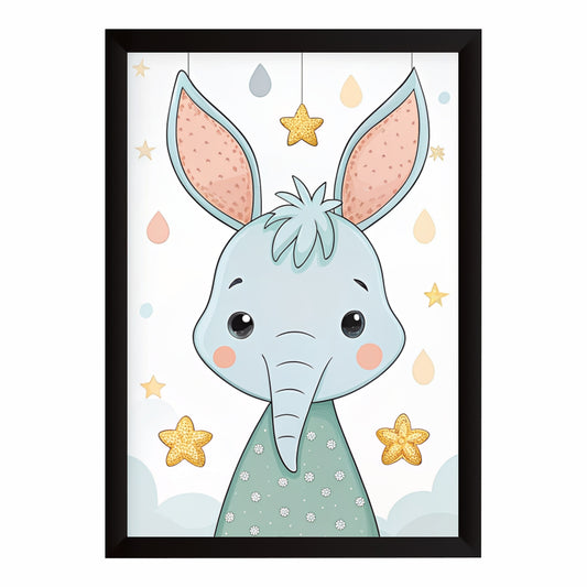 Cute Elephant Wall Art | Baby Elephant Nursery Poster | Safari Animal Kids Room Decor