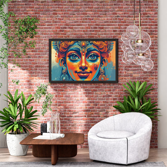 Hindu Goddess Wall Art | Vibrant Divine Portrait