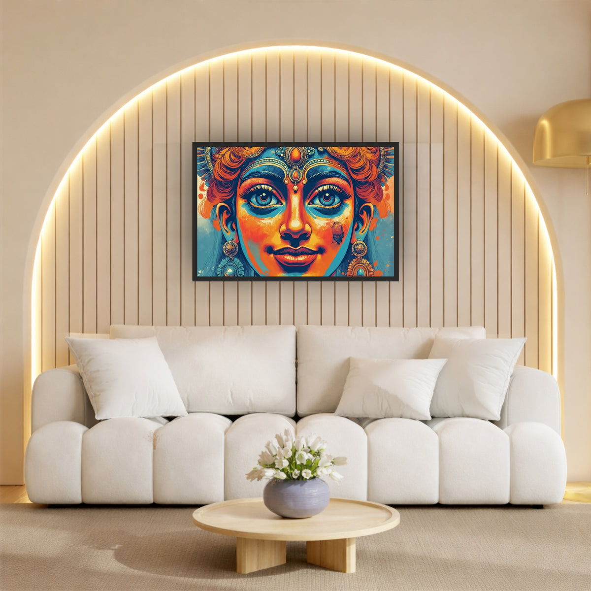 Hindu Goddess Wall Art | Vibrant Divine Portrait