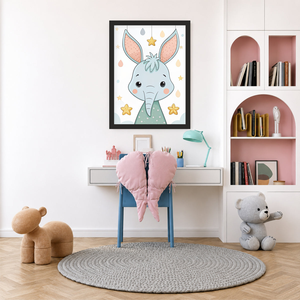 Cute Elephant Wall Art | Baby Elephant Nursery Poster | Safari Animal Kids Room Decor