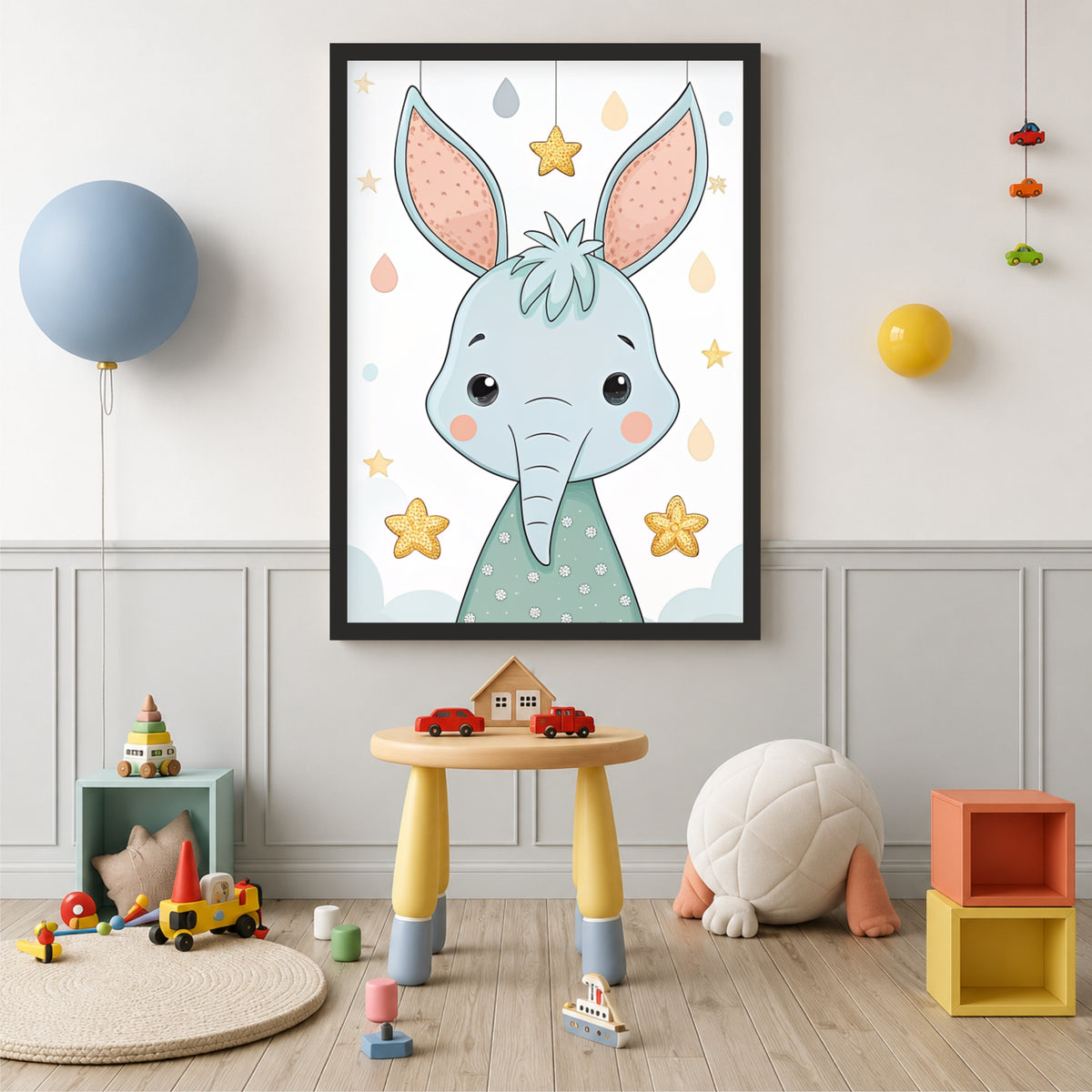 Cute Elephant Wall Art | Baby Elephant Nursery Poster | Safari Animal Kids Room Decor