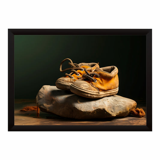 Vintage Leather Shoes Wall Art | Rustic Footwear Artwork | Classic Shoe Decor