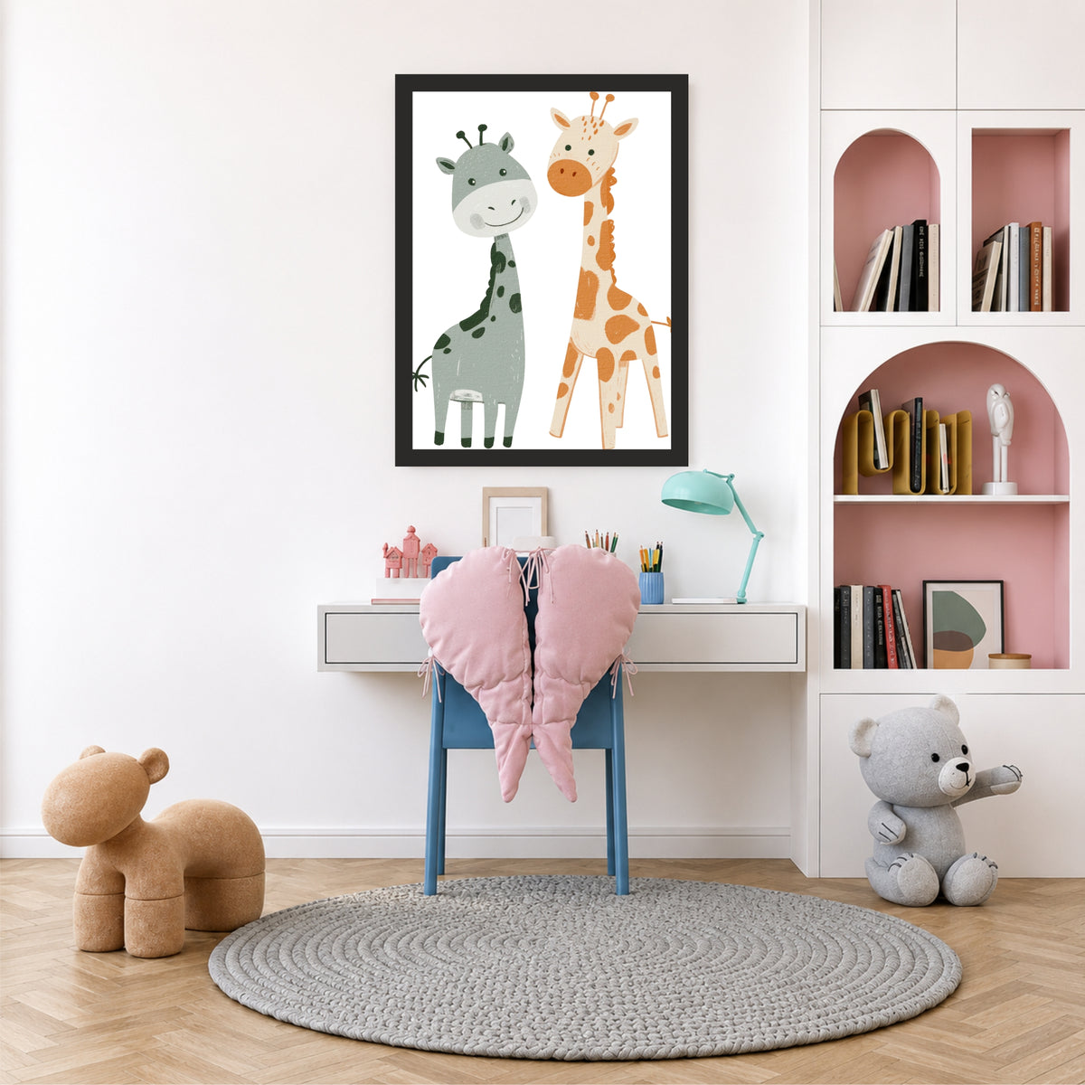 Cute Giraffe Wall Art | Baby Giraffe Nursery Poster | Safari Animal Kids Room Decor