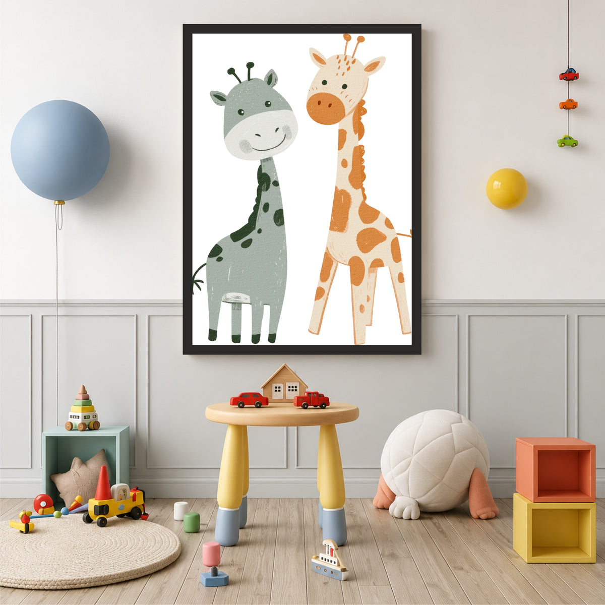 Cute Giraffe Wall Art | Baby Giraffe Nursery Poster | Safari Animal Kids Room Decor
