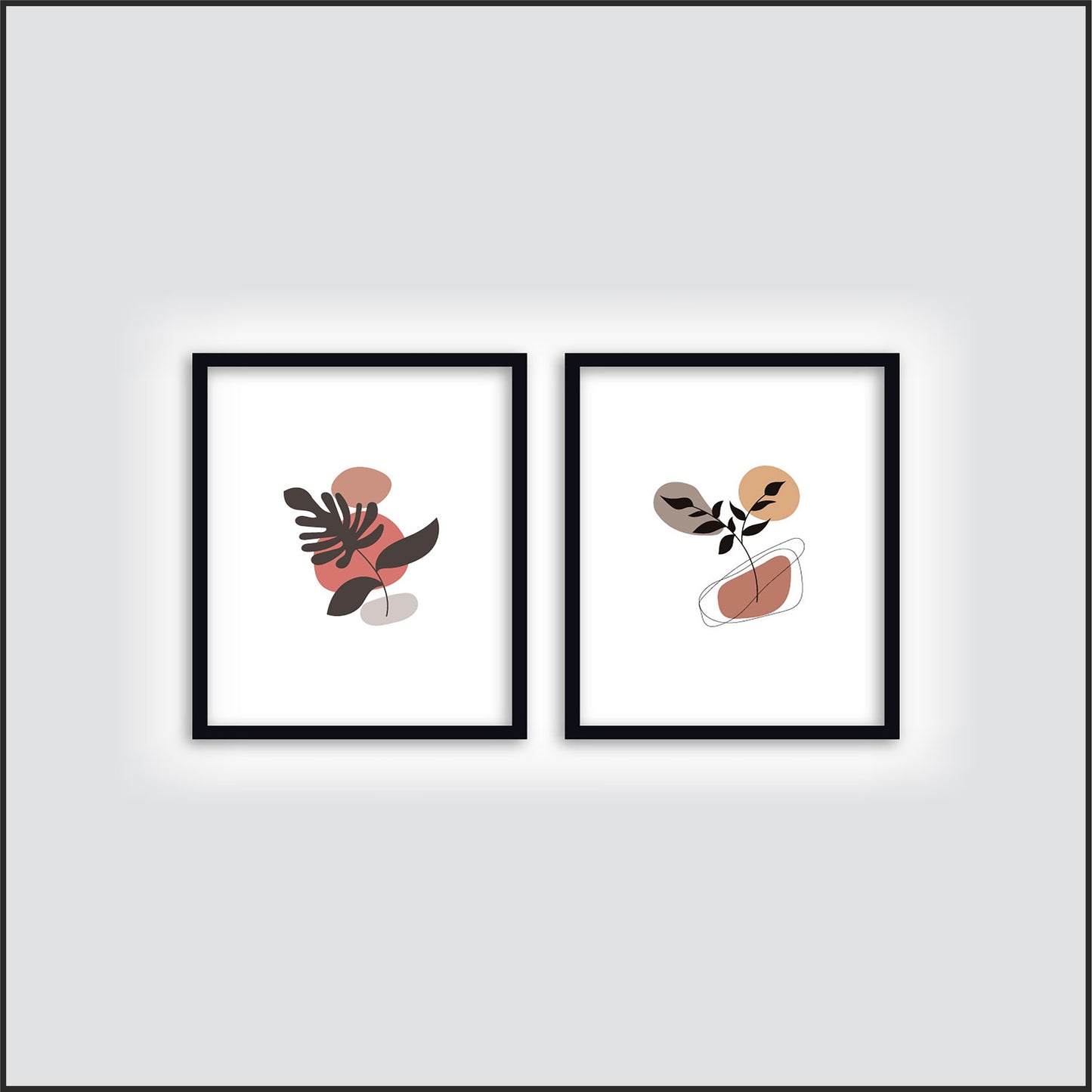 Muted Botanical Abstract Wall Frame Set – Modern Minimal Decor 🌿✨