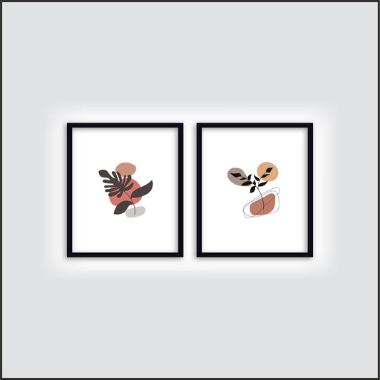 Muted Botanical Abstract Wall Frame Set – Modern Minimal Decor 🌿✨