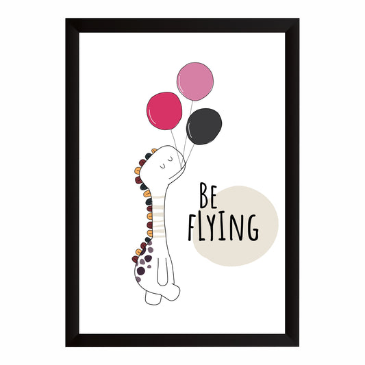 Cute Giraffe Wall Art | Be Flying Giraffe Nursery Poster | Kids Room Decor