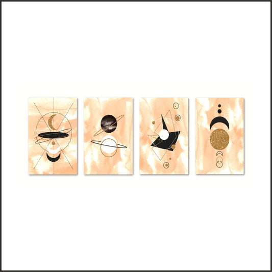Celestial Geometry – Set of 4 Wall Frames 🌙✨