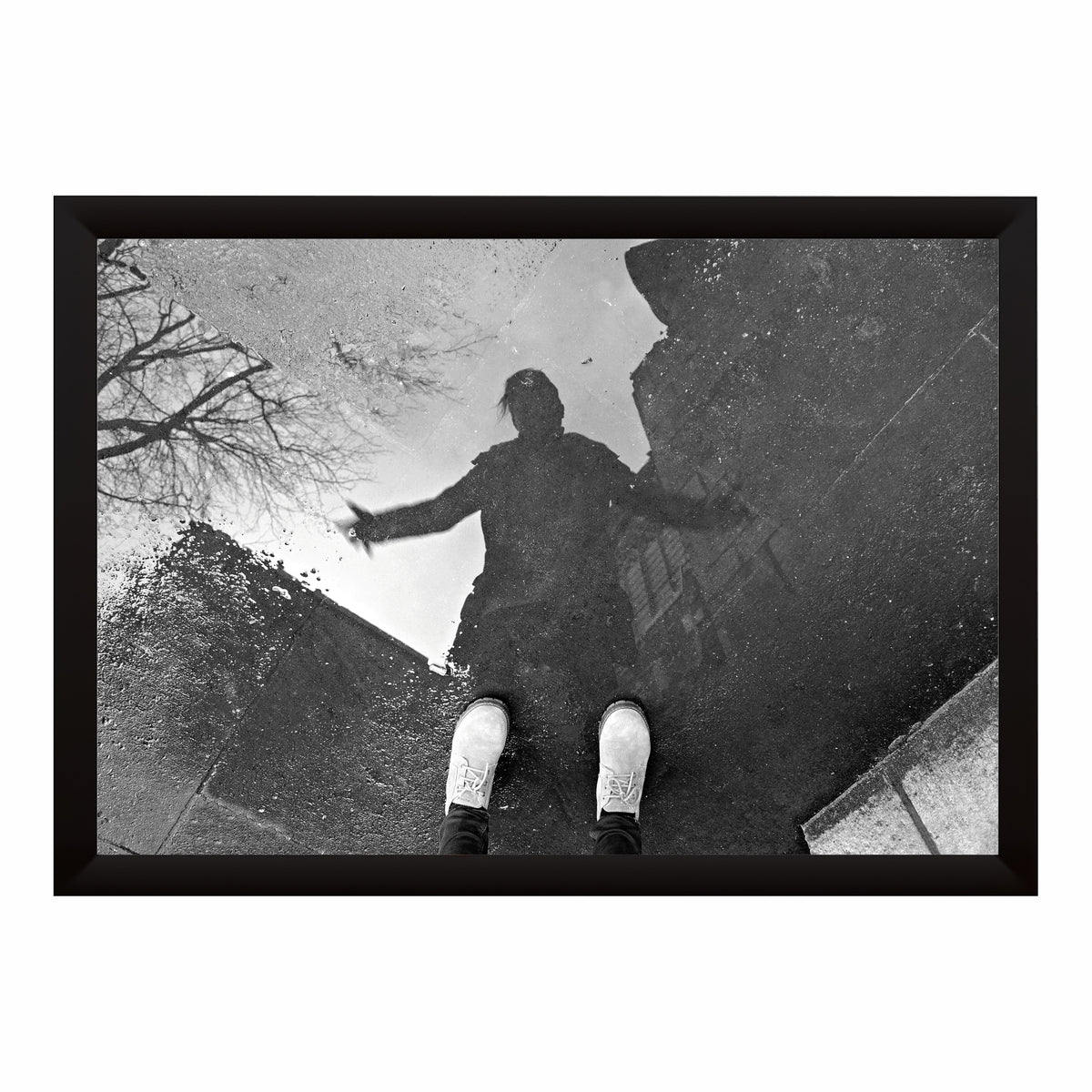 Vintage Street Photography Wall Art | Shadow Reflection