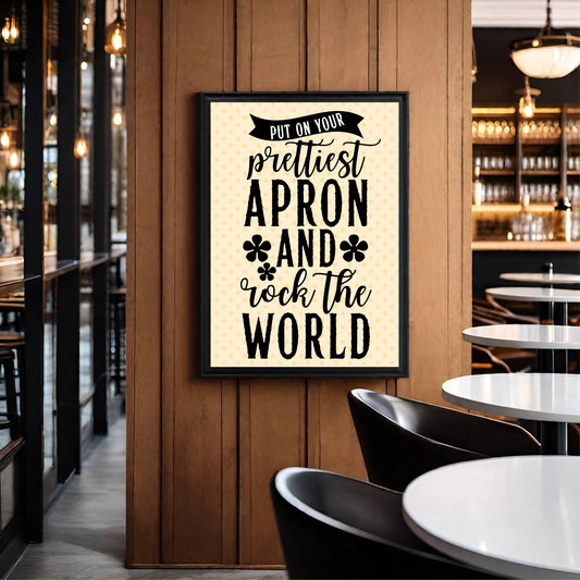 Put On Your Prettiest Apron and Rock the World β Motivational Kitchen Wall Frame π©βπ³β¨
