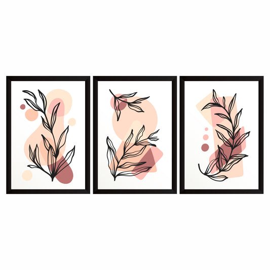Abstract Botanical Line Art Wall Art Set of 3 – Modern Minimalist Floral Prints