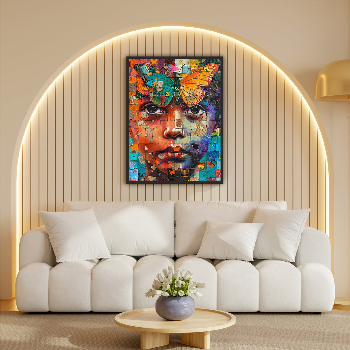 Colorful Butterfly Portrait Wall Art | Abstract Collage Pop Art
